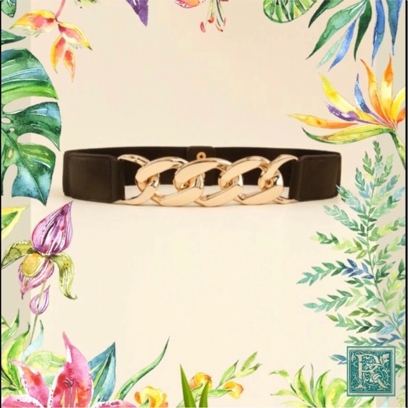 Accessories - Gold Chain Decor Elastic Belt